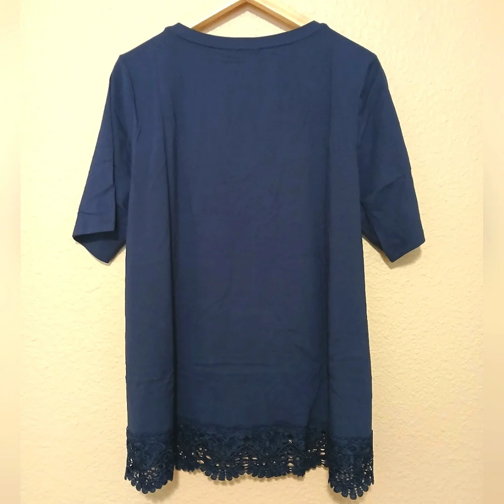 Attitudes by Renee Blue Embellished Relaxed Tee - Picture 2 of 6